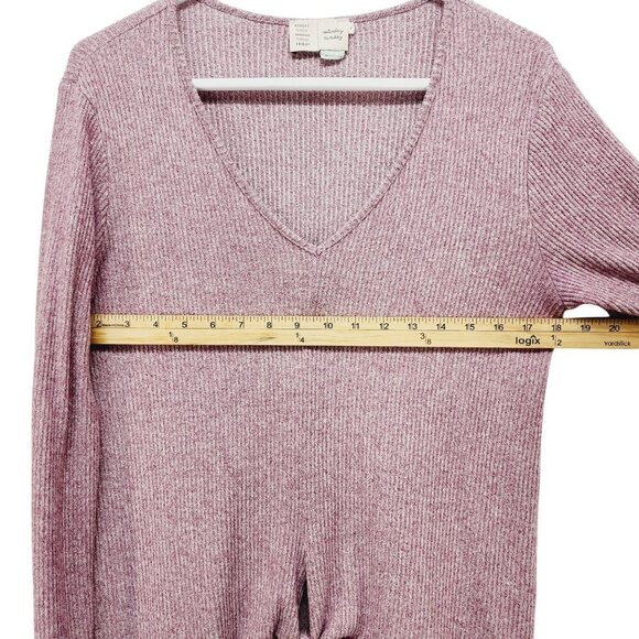Saturday / Sunday Anthropologie Womens V-Neck Tie-Front Knit Sweater Medium pink - Picture 7 of 12